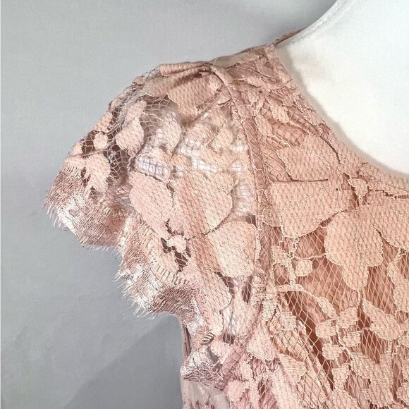 BCBGeneration peachy pink blush lace floral backless dress size 6 - Picture 6 of 9